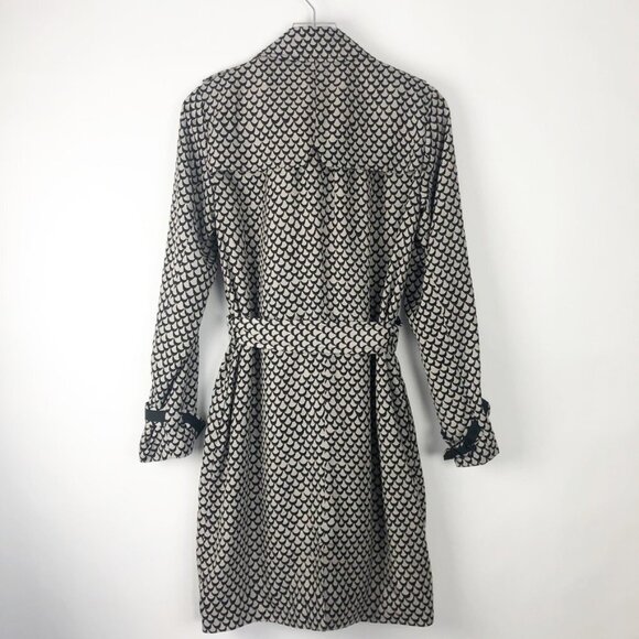 RACHEL Rachel Roy Trench Coat. Black/Taupe Geometric Print. Size M - Picture 13 of 14